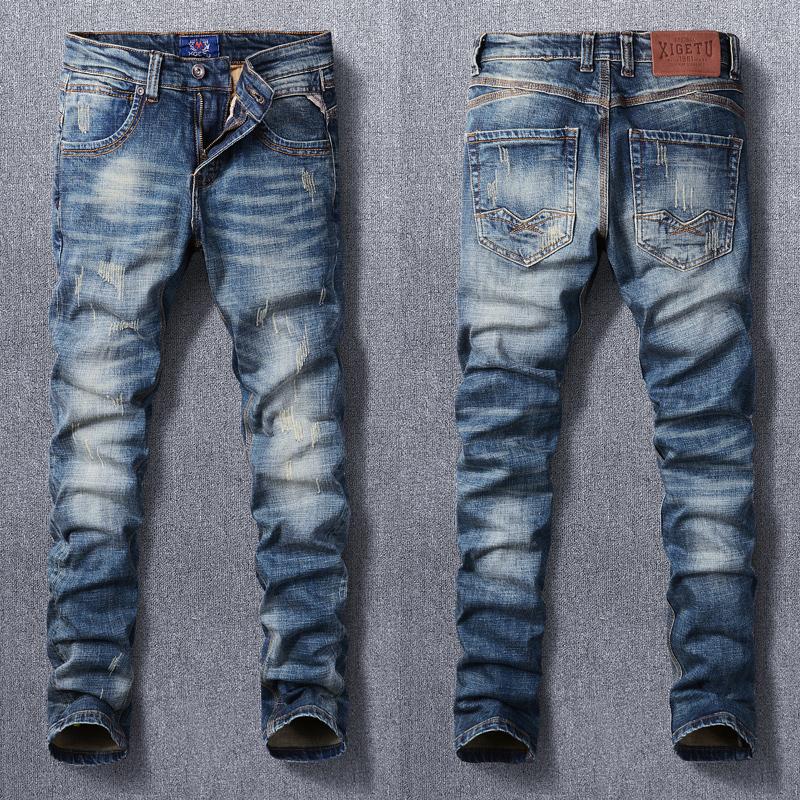 Men's Jeans Italian Style Fashion Men Retro Dark Blue Elastic Slim Fit Ripped Vintage Designer Casual Cotton Denim Pants
Men's Jeans Italian Style Fashion Men Retro Dark Blue Elastic Slim Fit Ripped Vintage Designer Casual Cotton Denim Pants