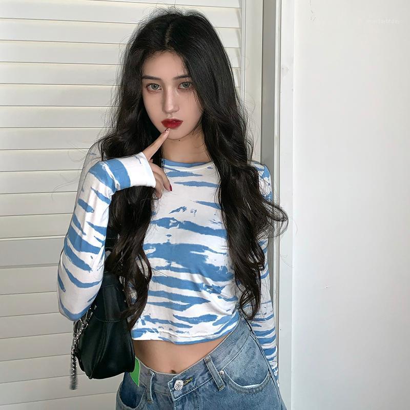 Women's T-Shirt Blue Tie Dye Crop Top Slim High Waist Short Long-Sleeved Women, White
Women's T-Shirt Blue Tie Dye Crop Top Slim High Waist Short Long-Sleeved Women, White