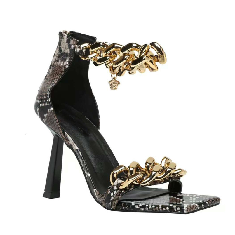 Designers Women Chain Mules High Heels Sandals Square Head Genuine Leather Sandals Wedding Dress Shoes Sexyparty Shoes With Box NO391, Sock
Designers Women Chain Mules High Heels Sandals Square Head Genuine Leather Sandals Wedding Dress Shoes Sexyparty Shoes With Box NO391, Sock