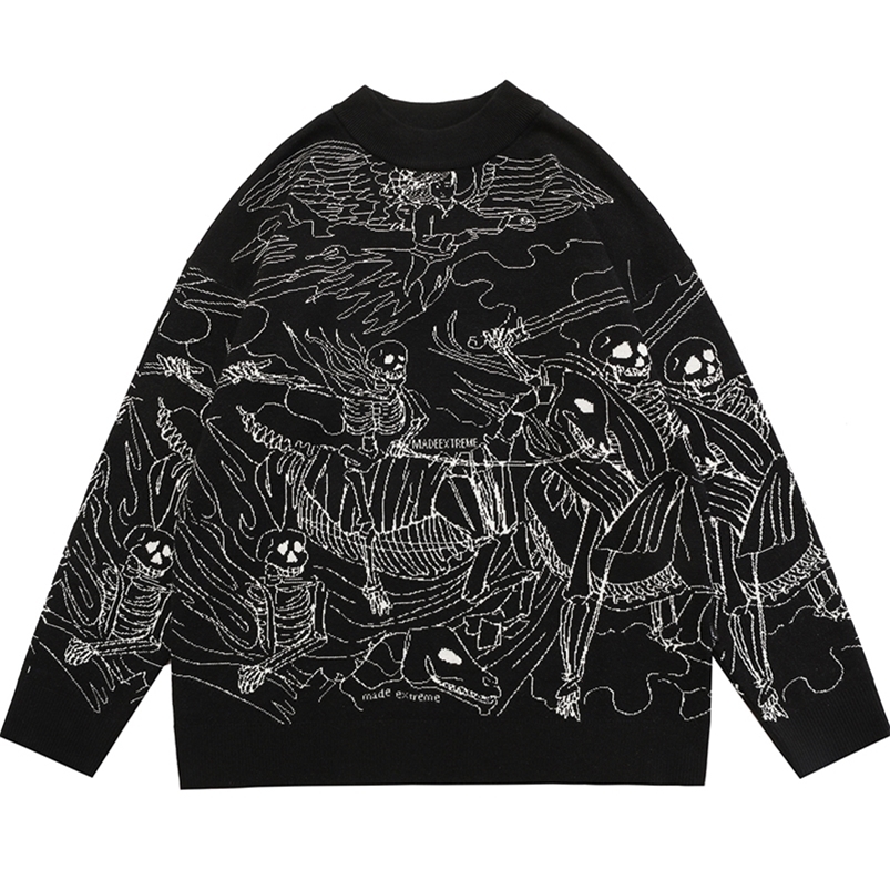 Vintage Knitted Sweater Harajuku Ukiyoe Style Skull Graffiti Pullover Autumn Streetwear Men Women Cotton Knitwear 220813, Hong
Vintage Knitted Sweater Harajuku Ukiyoe Style Skull Graffiti Pullover Autumn Streetwear Men Women Cotton Knitwear 220813, Hong