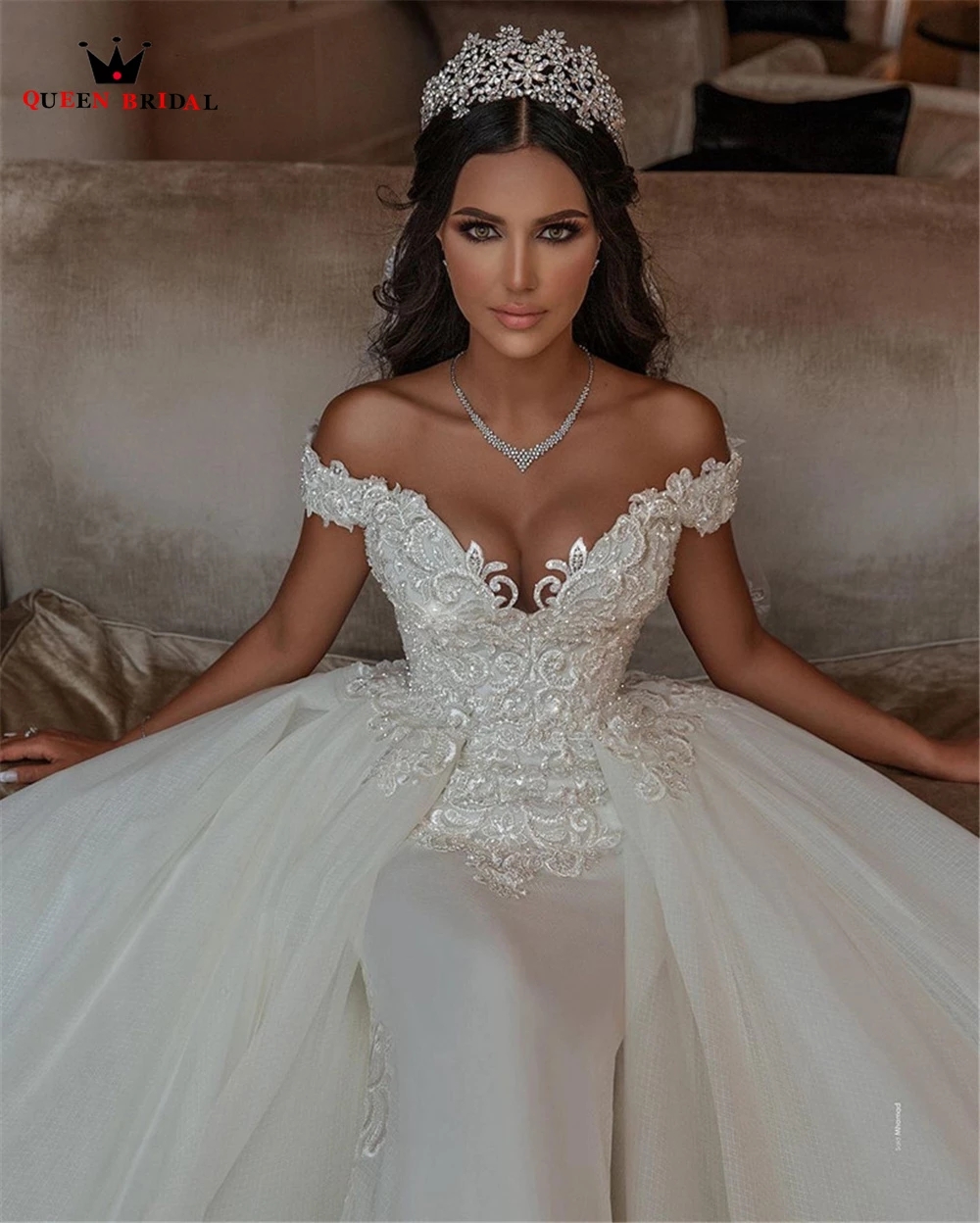 Wedding Dresses Vestido De Noiva 2022 Ball Gown V-neck Tulle Lace Crystal Beaded Elegant Wedding Gown Custom Made BES121