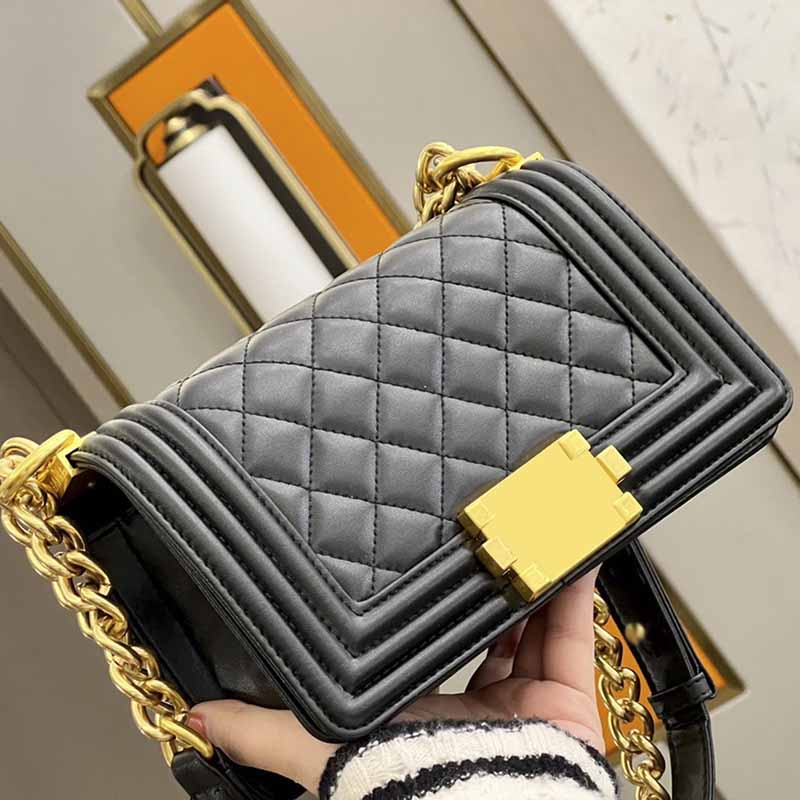 20CM Womens Crossbody Boy Designer Bag Black Sheepskin Classic Handbags Flap Mini Shoulder Bag Gold-Tone/Silver-Tone Metal Chains Timeless Diamond Quilting Women ZH, Black silver
20CM Womens Crossbody Boy Designer Bag Black Sheepskin Classic Handbags Flap Mini Shoulder Bag Gold-Tone/Silver-Tone Metal Chains Timeless Diamond Quilting Women ZH, Black silver