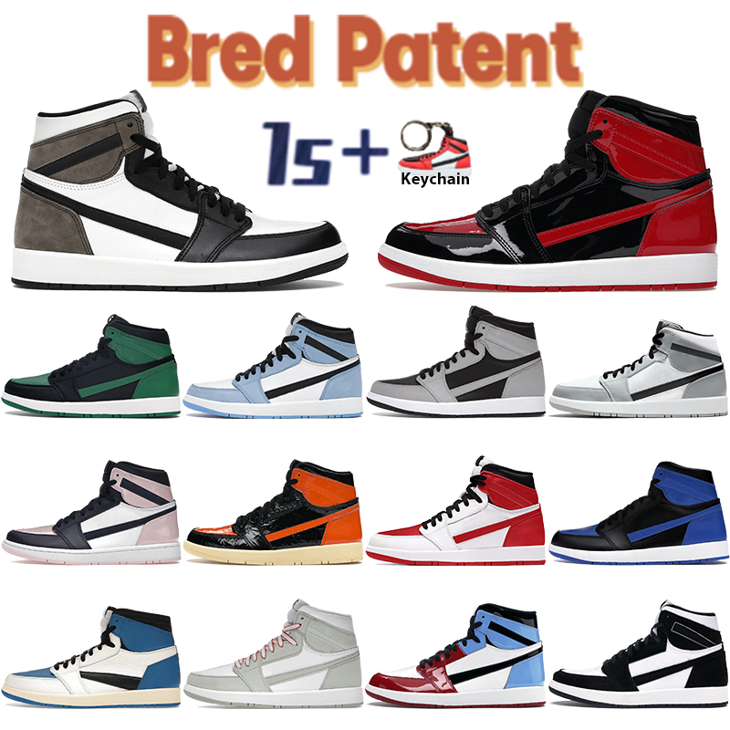 High 1 Basketball Shoes Bred Patent 1s Sneakers Dark Mocha University Blue Black White Mid Light Smoke Grey Heritage Sports Trainers Men Women Designer Shoe, Shoe box 
High 1 Basketball Shoes Bred Patent 1s Sneakers Dark Mocha University Blue Black White Mid Light Smoke Grey Heritage Sports Trainers Men Women Designer Shoe, Shoe box