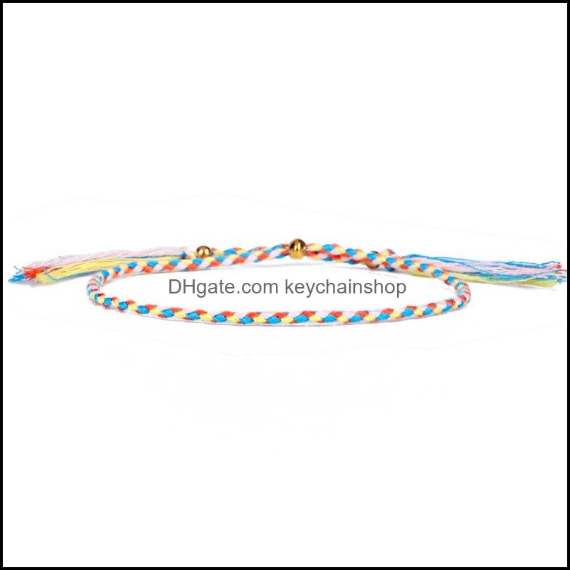 Other Bracelets Jewelry Kimter Handmade Tassel Knots Ropes Bracelet Ethnic Cotton Rope Lucky Tibetan String Bangles For Couples Q508Fz Drop