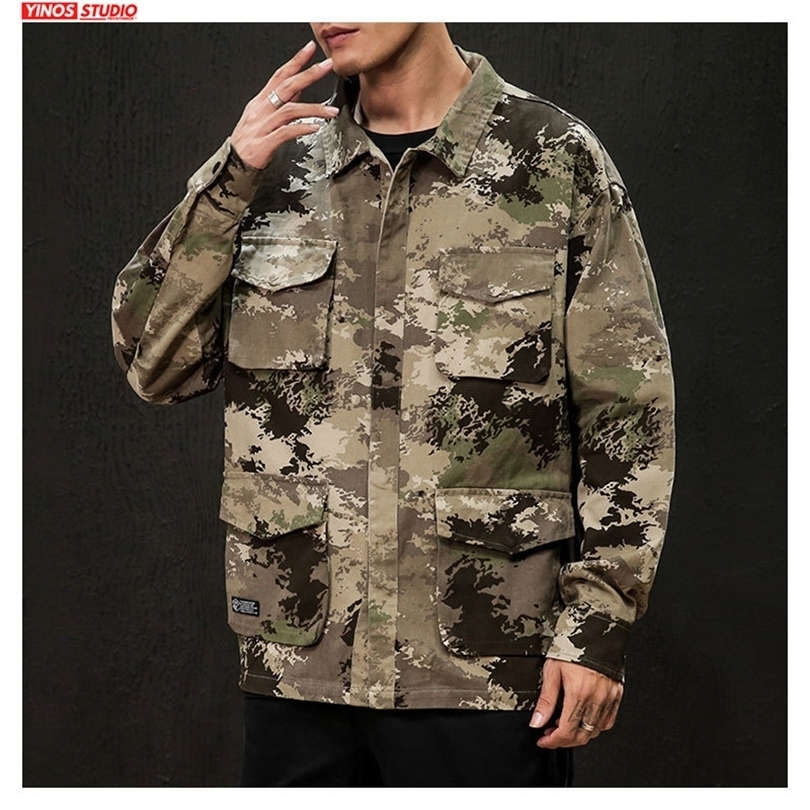 Dropshipping Men Japanese Streetwear Bomber Tops 2020 Loose Outdoor Sport Camouflage Coats Autumn Windbreaker Jacket T200502