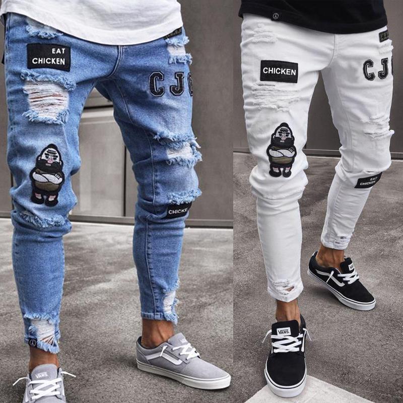 Men's Jeans Men Stretchy Ripped Skinny Biker Embroidery Cartoon Print Destroyed Hole Slim Fit Denim High Quality Hip Hop Black JeansMen's, White
Men's Jeans Men Stretchy Ripped Skinny Biker Embroidery Cartoon Print Destroyed Hole Slim Fit Denim High Quality Hip Hop Black JeansMen's, White