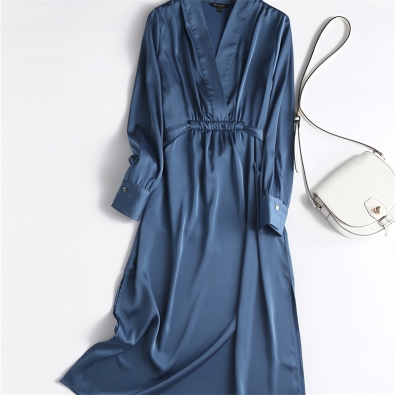 Tangada Autumn Fashion Women Elegant Satin Dress Long Sleeve Office Ladies Midi with Slash 6D105 220614, Blue
Tangada Autumn Fashion Women Elegant Satin Dress Long Sleeve Office Ladies Midi with Slash 6D105 220614, Blue