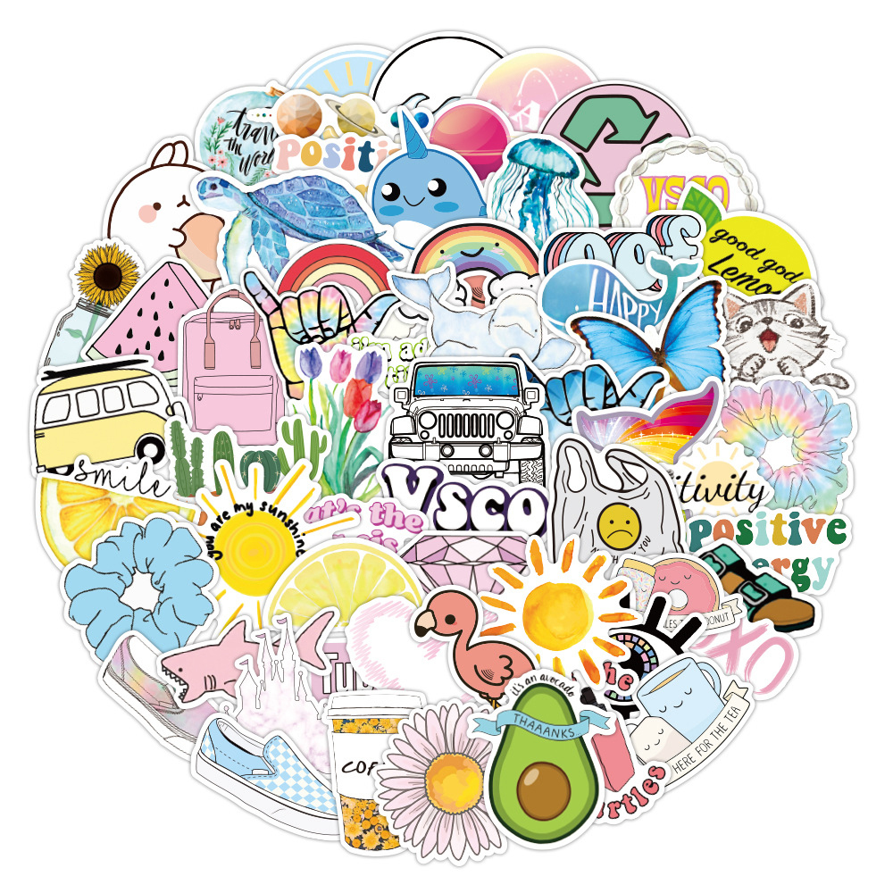 Waterproof sticker 10/50/100Pcs Cartoon Vsco Girl Stickers Pack For Laptop Phone Bicycle Skateboard Lage Guitar Toy Random Vinyl DIY Decals Car sticke