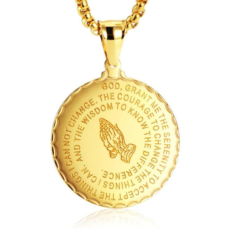 2019 Men Jewelry Praying Hands And Bible Verse Pendant Necklace With Wheat Chain For Men 18K Gold Plated/Stainless Steel2267
2019 Men Jewelry Praying Hands And Bible Verse Pendant Necklace With Wheat Chain For Men 18K Gold Plated/Stainless Steel2267