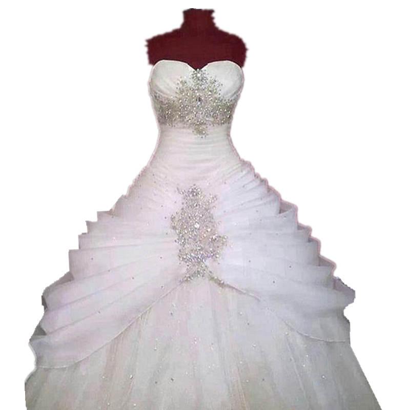 2024 Vintage Ruched A Line Wedding Dress Sweetheart Neck Crystals Beaded Floor Length Bridal Gowns Back Lace-Up Corset Plus Size Bride Dresses Custom 