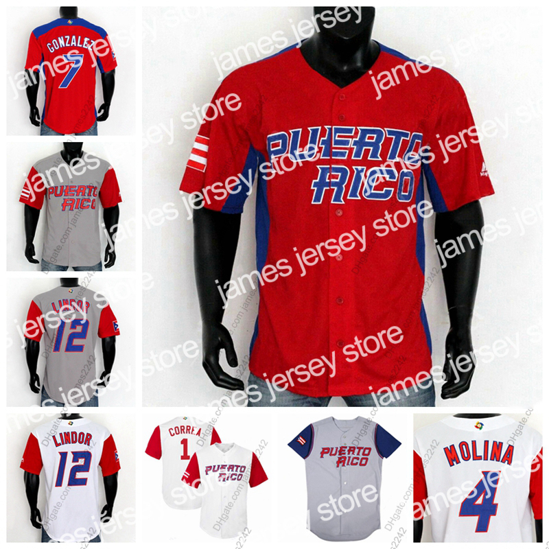 New Puerto Rico Lindor Baseball Jersey Ivan Rodriguez Yadier Molina Carlos Correa Enrique Hernandez Javier Baez Bernie Williams Seth