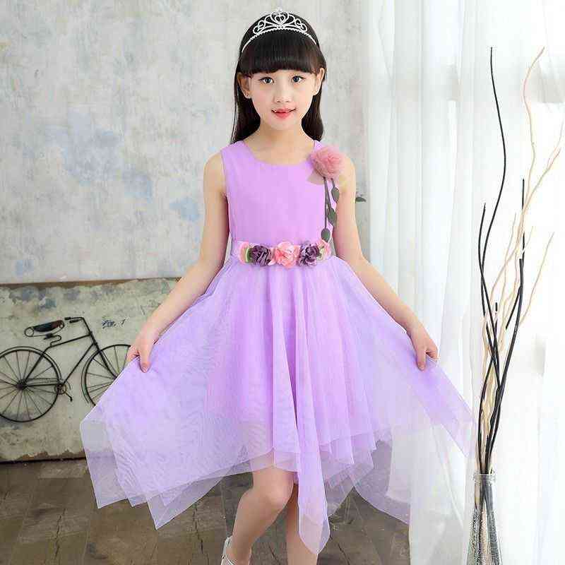 Girls Dresses for Photoshoot Summer Kids New Children's Clothes Fashion Flower Dress Girls Party Exquisite Solid Color 12 Years G220506