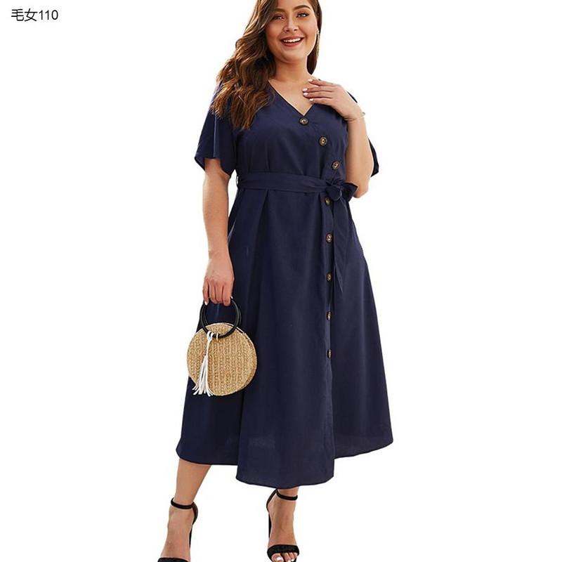 Plus Size Dresses 2022 Summer 3XL Dress Blue Elegant Office Waistband Short Sleeve Midi Vacation Party Clothes For Women, Navy blue
Plus Size Dresses 2022 Summer 3XL Dress Blue Elegant Office Waistband Short Sleeve Midi Vacation Party Clothes For Women, Navy blue