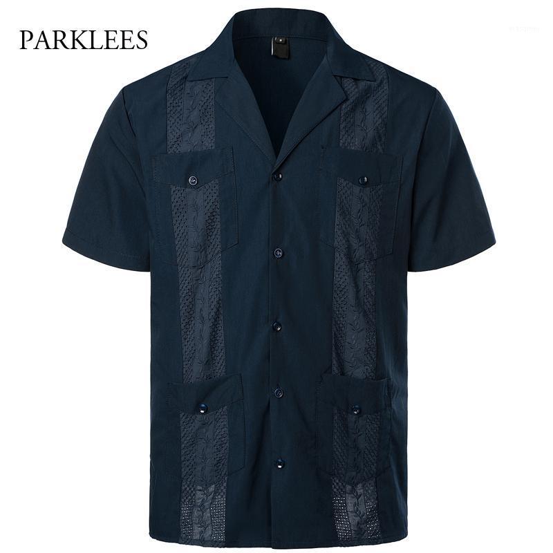 Navy Blue Cuban Camp Guayabera Mens Shirt Ethnic Embroidery Floral Shirts For Men Casual Lapel Button Beach Holiday Summer Men's, White
Navy Blue Cuban Camp Guayabera Mens Shirt Ethnic Embroidery Floral Shirts For Men Casual Lapel Button Beach Holiday Summer Men's, White