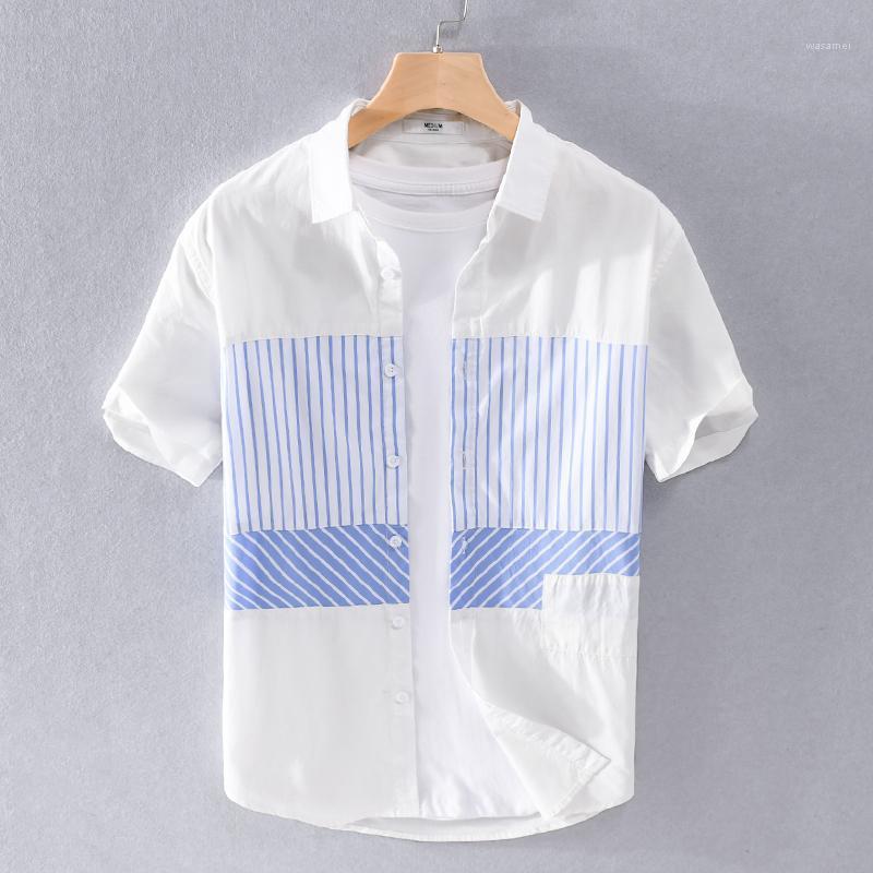 Patchwork Cotton Short-sleeved Trendy Shirt Men Brand Casual Comfortable Shirts Tops Mens Clothes Camisa Chemsie Men's, Light blue stripe
Patchwork Cotton Short-sleeved Trendy Shirt Men Brand Casual Comfortable Shirts Tops Mens Clothes Camisa Chemsie Men's, Light blue stripe