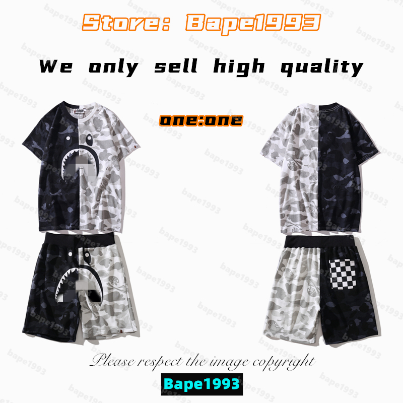 High Quality Apes Mens t-Shirts & Shorts Sets Japan Shark ape head Galaxy spots luminous camo co-branded same style for men and women designer New tshirt set B1993 TZD1-17, 1 button
High Quality Apes Mens t-Shirts & Shorts Sets Japan Shark ape head Galaxy spots luminous camo co-branded same style for men and women designer New tshirt set B1993 TZD1-17, 1 button