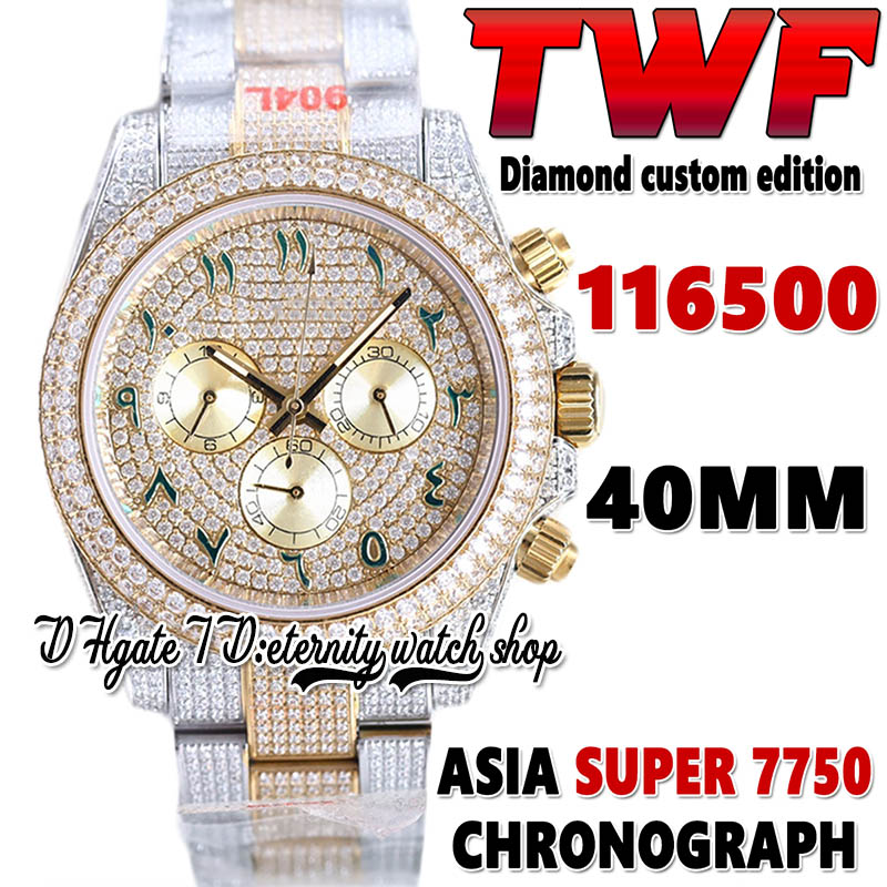 TWF V3 bf116503 ETA 7750 SA7750 Chronograph Automatic Mens Watch jh116595 Green Arabic Diamond Dial 904L Steel Iced Out Diamonds Two Tone Bracelet eternity Watches, Watch waterproof cost
TWF V3 bf116503 ETA 7750 SA7750 Chronograph Automatic Mens Watch jh116595 Green Arabic Diamond Dial 904L Steel Iced Out Diamonds Two Tone Bracelet eternity Watches, Watch waterproof cost