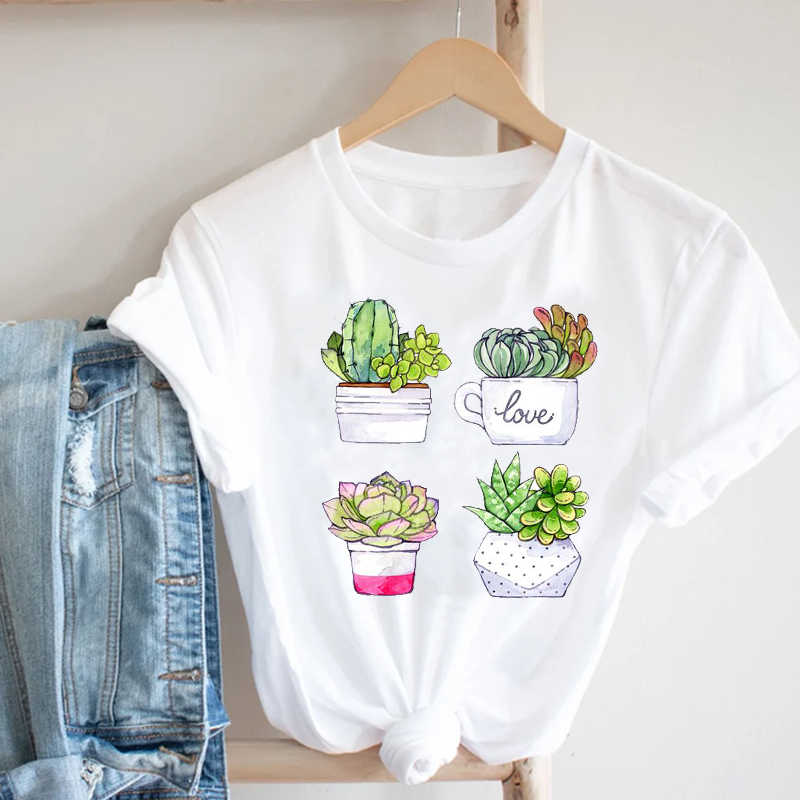 Women Printing Cartoon Plant Spring Summer 90s Mujer Camisetas Girl Fashion Clothes Print Tee Top Tshirt Female Graphic 220527