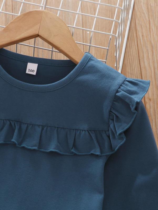 Toddler Girl Ruffle Trim Tee With Floral Leggings SHE