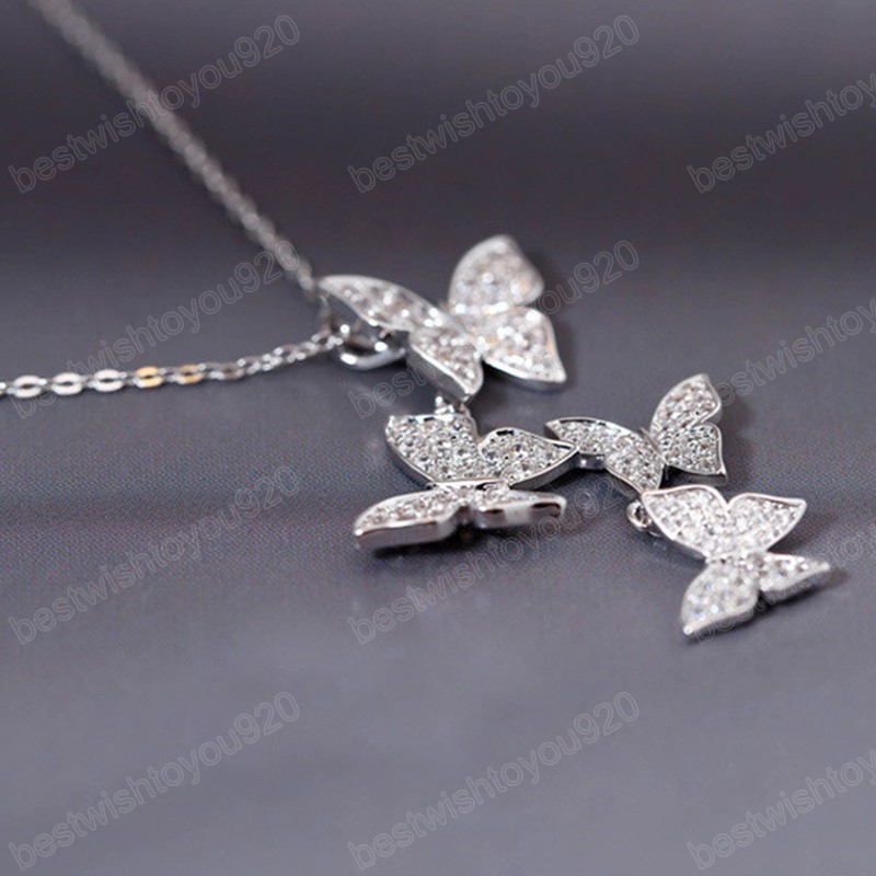 Fashion Multiple Zircon Butterfly Necklaces & Pendants For Women Jewelry Wedding Chokers Necklace Gifts