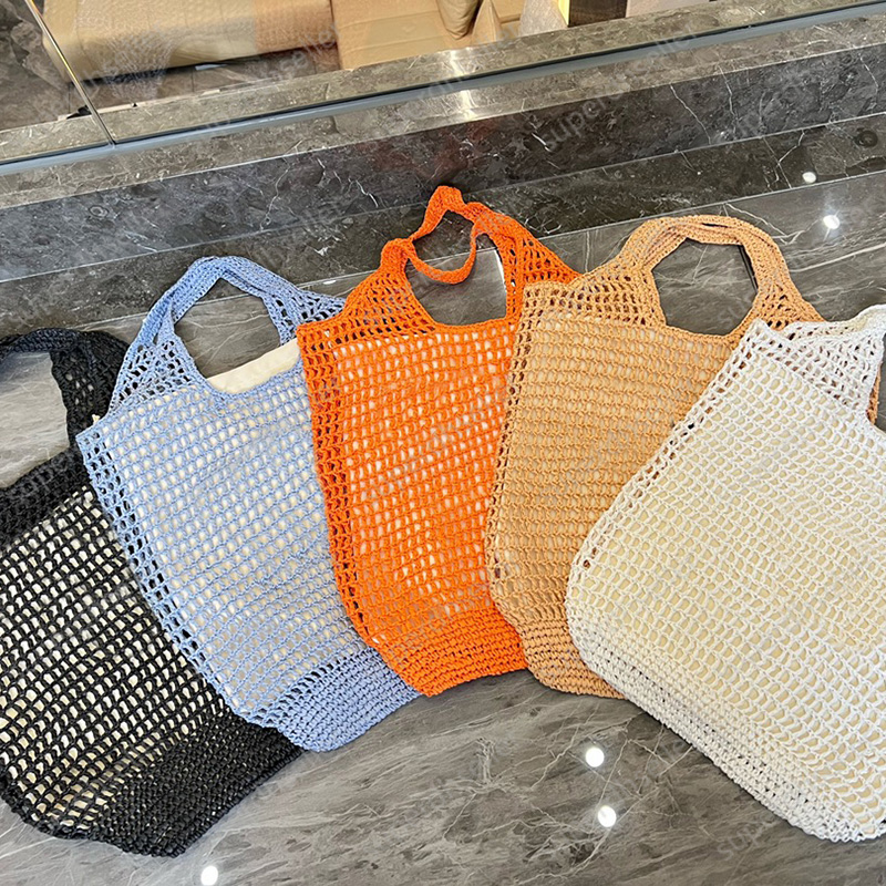 Summer Beach Tote Designer Bag Cutouts Straw Handbag Wallet Crochet Shoulder Bags Lady Clutch Purse Fashion Raffia Drawstring Shopping Pack