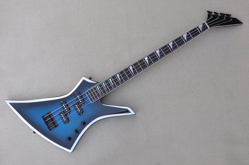 Factory Custom 4-String Blue Electric Bass Guitar with Flame Maple Veneer Black Hardwares Rosewood Fretboard White Strip Offer Customized
Factory Custom 4-String Blue Electric Bass Guitar with Flame Maple Veneer Black Hardwares Rosewood Fretboard White Strip Offer Customized