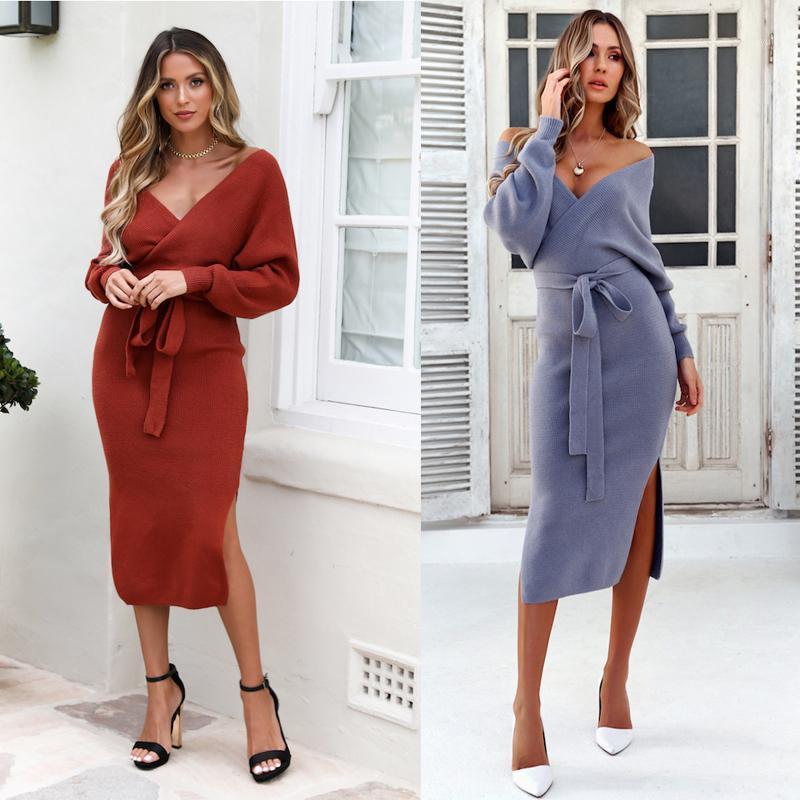 Women' Solid Color Elegant Dress Long Sleeve V-Neck Waist Lace-up Split Hem Casual Stretch Knitted Mid-length For Ladies Dresses, Beige
Women' Solid Color Elegant Dress Long Sleeve V-Neck Waist Lace-up Split Hem Casual Stretch Knitted Mid-length For Ladies Dresses, Beige