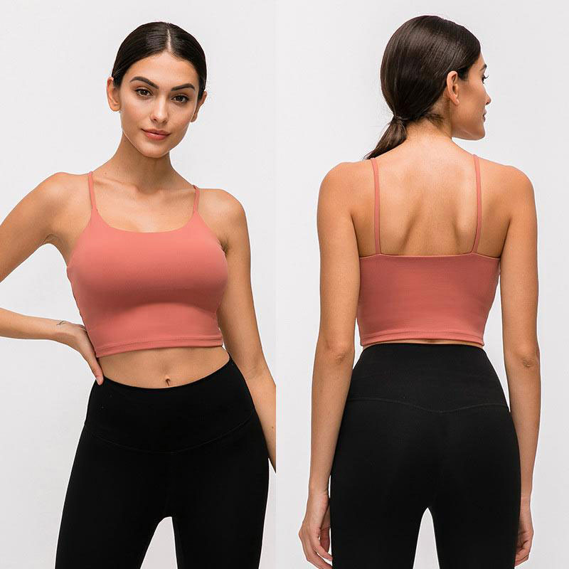 238A-Solid Color Women Yoga Bra Slim Fit Sports Bra Fitness Vest Sexy Underwear with Removable Chest Pads Soft Brassiere Sweat Wicking Breathable Lingerie