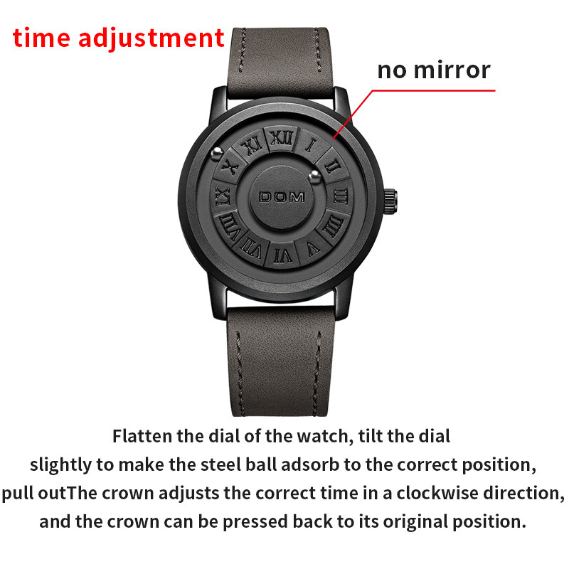 DOM Trend Concept Personality Men's Watch Creative Scrolling Pointer magnetic force Fashion watch for men Waterproof M-1345 220810