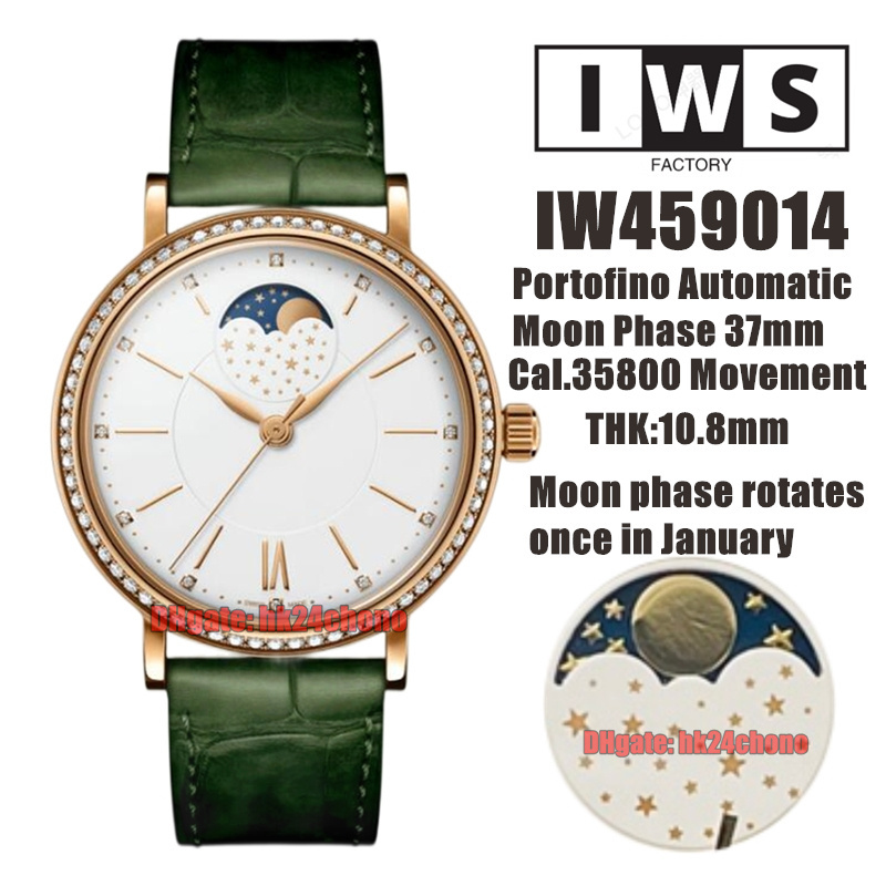 IWSF Top Quality Watches 37mm Rose Gold Moon Phase Cal.35800 Automatic Womens Watch 459014 Diamond Bezel White Dial Leather Strap Ladies Wristwatches, Vip
IWSF Top Quality Watches 37mm Rose Gold Moon Phase Cal.35800 Automatic Womens Watch 459014 Diamond Bezel White Dial Leather Strap Ladies Wristwatches, Vip