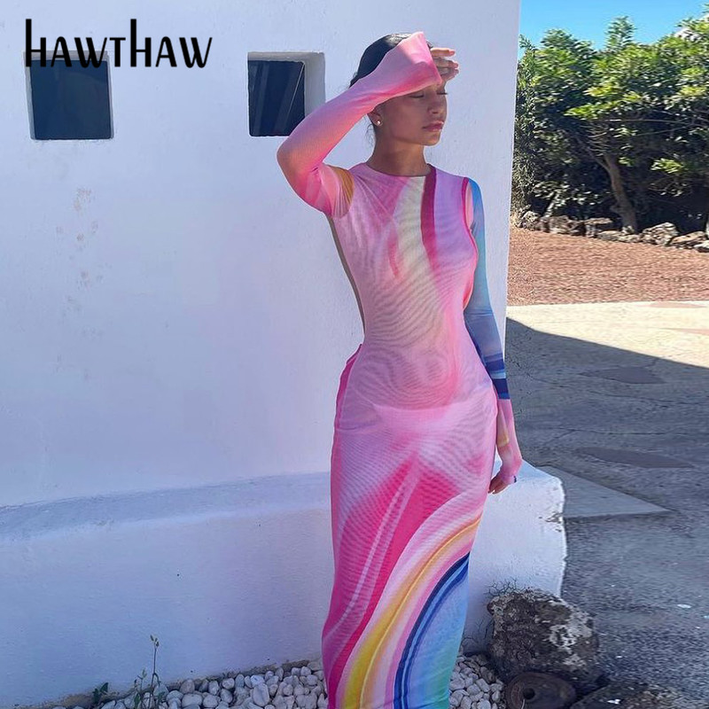 Hawthaw Women Autumn Long Sleeve Printed Mesh See Through Vestido Bodycon Midi Dress 2021 Fall Clothes Wholesale, Multi
Hawthaw Women Autumn Long Sleeve Printed Mesh See Through Vestido Bodycon Midi Dress 2021 Fall Clothes Wholesale, Multi