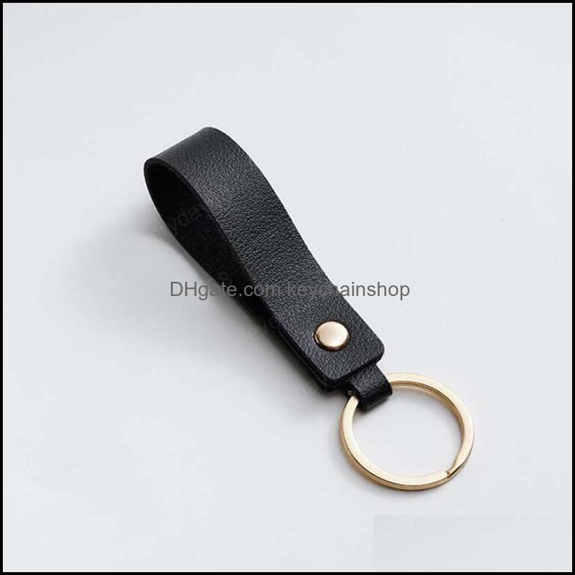 Key Rings Jewelry Fashion Pu Leather Keychain Business Gift Keyring Men Women Car Strap Waist Wallet Keychains Drop Delivery 2021 Dcnsd