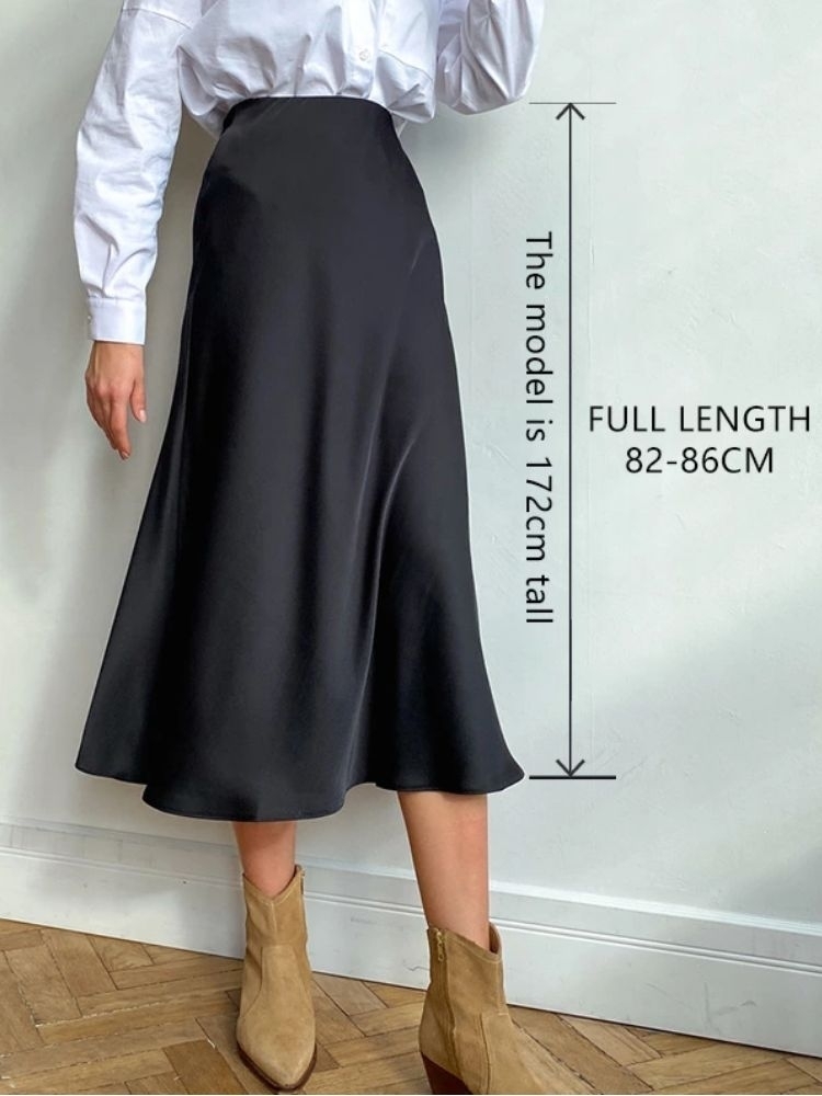 Women High Waisted Skirt Silk Satin Skirts ALine Elegant Skirts Summer Pink Midi Skirt Korean Style pencil skirt 220701