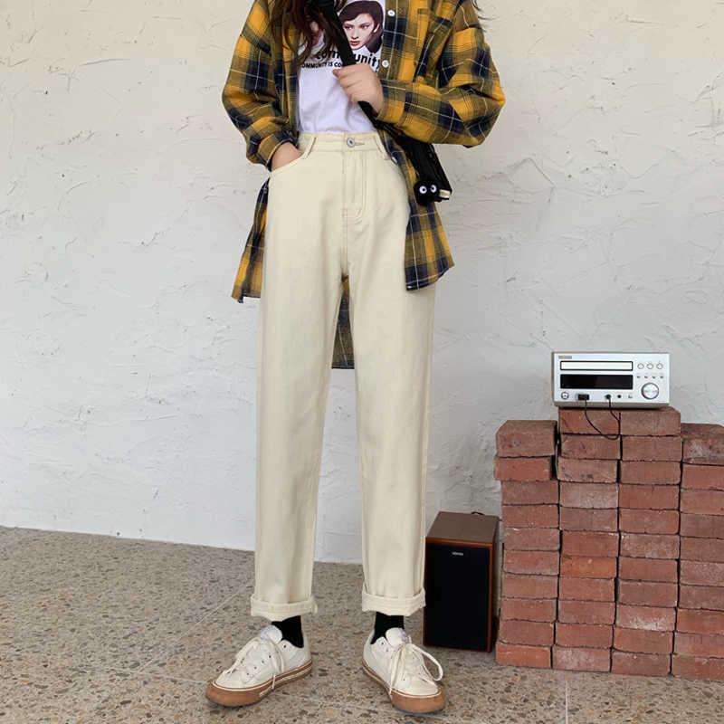 Straight jeans female autumn Korea ins Harajuku solid color simple fashion loose high waist casual women straight pants 210608, Black
Straight jeans female autumn Korea ins Harajuku solid color simple fashion loose high waist casual women straight pants 210608, Black