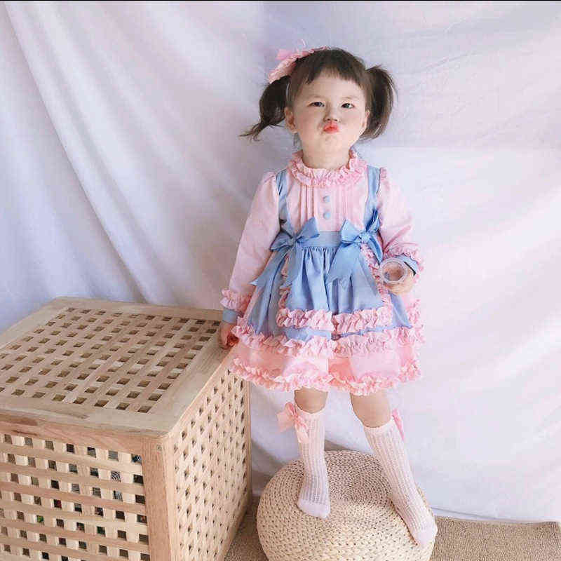 kids Dress 1-6Y Baby Girl dresses Autumn winter Pink Gown Vintage Spanish Turkish Lolita Princess Dress for Girl Birthday Party Y220510