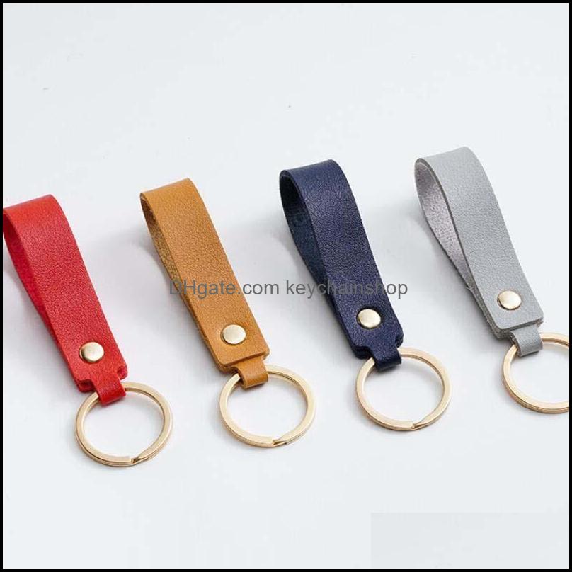 Key Rings Jewelry Fashion Pu Leather Keychain Business Gift Keyring Men Women Car Strap Waist Wallet Keychains Drop Delivery 2021 Dcnsd