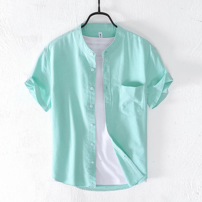 Men's Casual Shirts Green Short Sleeve Shirt For Men Summer Stand Collar Tops Male Pure Cotton Button Up ClothesMen's, Blue
Men's Casual Shirts Green Short Sleeve Shirt For Men Summer Stand Collar Tops Male Pure Cotton Button Up ClothesMen's, Blue