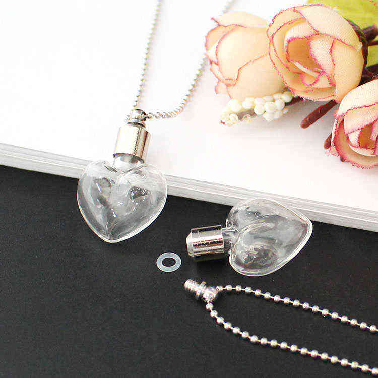 2PCS Glass Locket Urn Jewelry Cremation Jewelry Urn Necklace for Ashes Fillable vials Necklaces Blood Vial Necklace Y220523