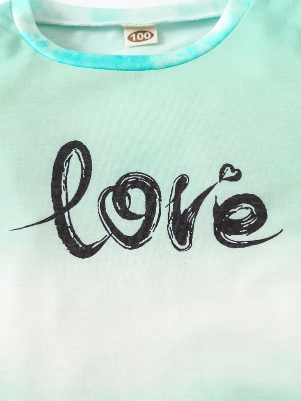 Toddler Girls Tie Dye Letter Graphic Tee & Shorts SHE