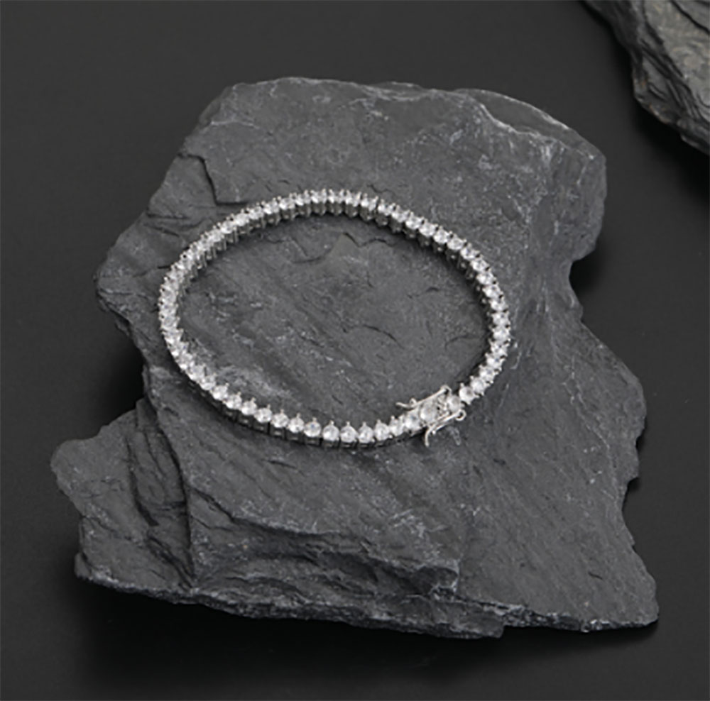 3 Prong 3mm 1 Row 18k Gold Finish Lab Diamonds Bling Tennis Bracelet Anti Tarnish Copper Zircon Tennis Bracelets