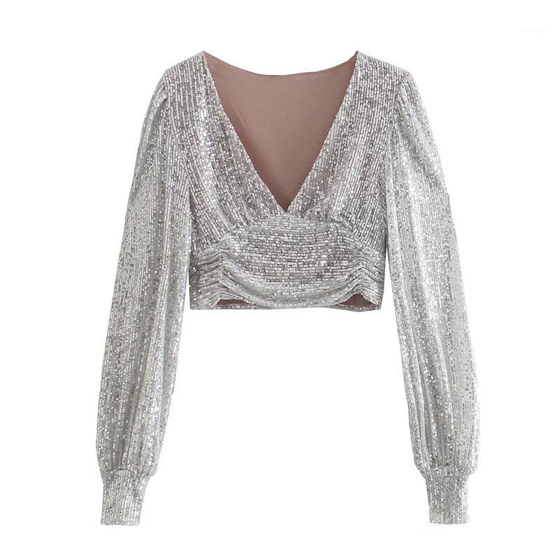 Women' Blouses & Shirts Woman Elegant Silver V Neck Sequined Shirt 2022 Autumn Fashion Female Long Sleeve Ladies Casual Solid Color Blouse
Women' Blouses & Shirts Woman Elegant Silver V Neck Sequined Shirt 2022 Autumn Fashion Female Long Sleeve Ladies Casual Solid Color Blouse