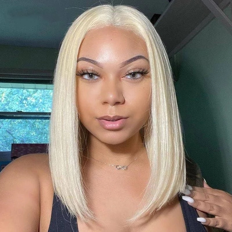 613 Honey Blonde Short Bob Lace Front Human Hair Wigs Straight Colored 13x4 Synthetic Frontal Wigs For Black Women