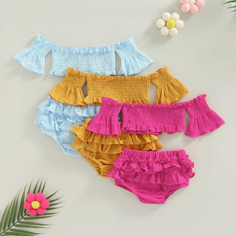 Clothing Sets 0-24M Summer Baby Girls Sweet Clothes 2pcs Ruffles Short Flare Sleeve Off Shoulder Solid T Shirts ShortsClothing, Blue
Clothing Sets 0-24M Summer Baby Girls Sweet Clothes 2pcs Ruffles Short Flare Sleeve Off Shoulder Solid T Shirts ShortsClothing, Blue