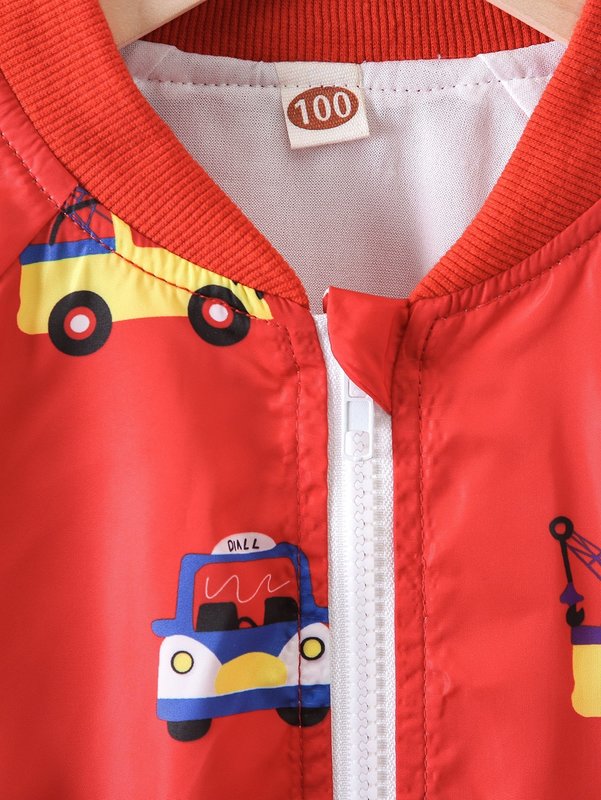 Toddler Boys Car Print Raglan Sleeve Bomber Jacket SHE