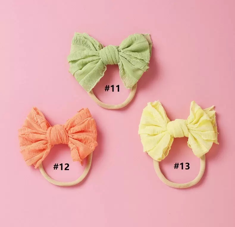 10color Fit All Baby Large Bow Girls Headband Nylon Big Bowknot Headwrap Kids for Hair Skinny Head Turban Infant Newborn Headbands