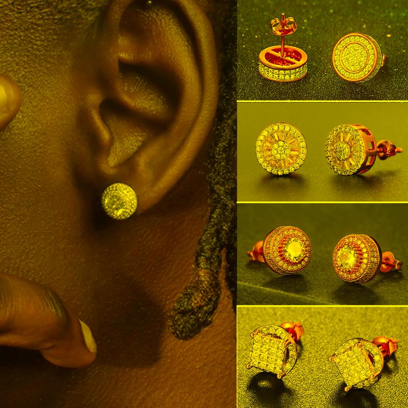 Stud Round Hip-hop Studded Earring For Men Gold Color Iced Out Zircon Piercing Ear Accessories Personality Jewelry WomenStud StudStud
Stud Round Hip-hop Studded Earring For Men Gold Color Iced Out Zircon Piercing Ear Accessories Personality Jewelry WomenStud StudStud