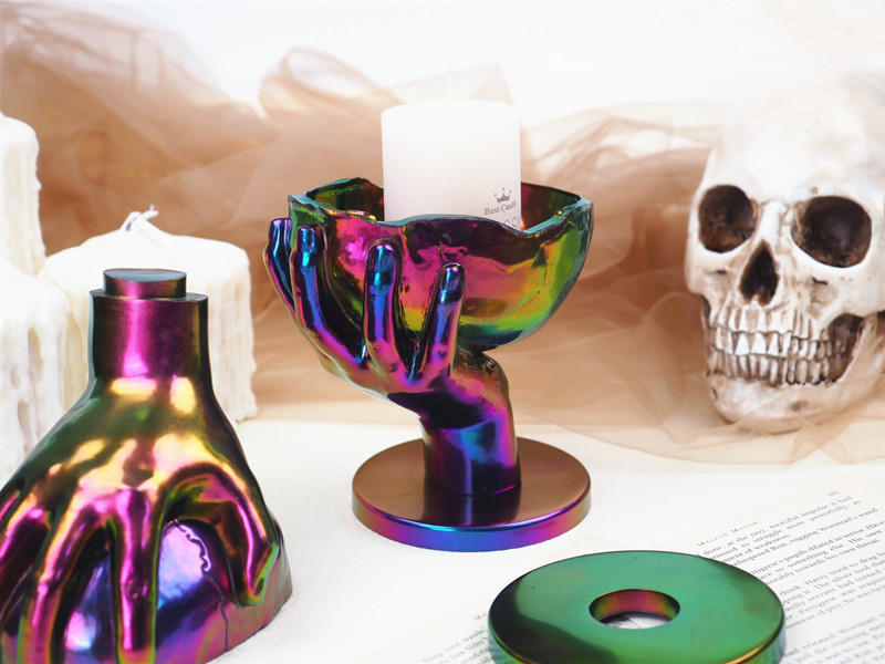 Candle Holders Epoxy Resin Hand Skull Candlesticks Storage Box Silicone Mold Candle Holder Home Room Decor Halloween Decoration