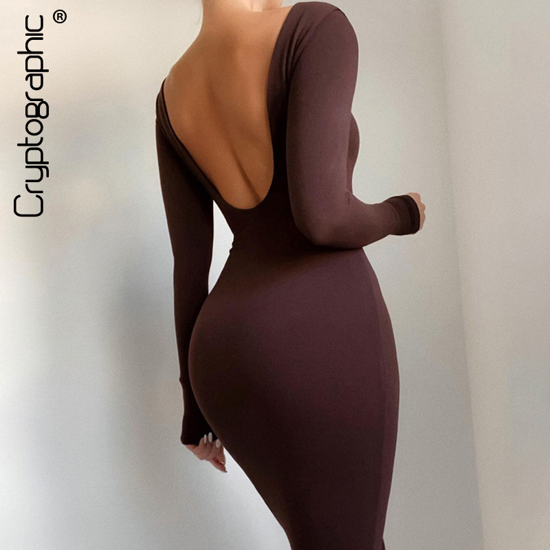 2021 Spring Sexy Backless Midi Dresses Bodycon Elegant Evening Club Party Birthday Brown Long Sleeve Dress Women, Black
2021 Spring Sexy Backless Midi Dresses Bodycon Elegant Evening Club Party Birthday Brown Long Sleeve Dress Women, Black