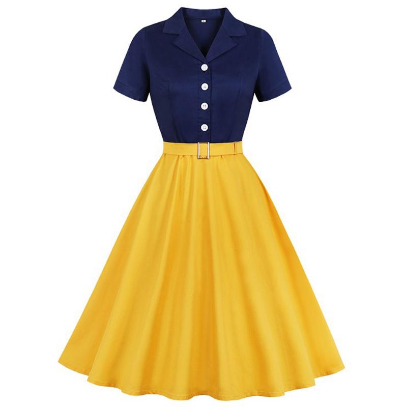 Plus Size Dresses Spring Yellow British Plaid Vintage Dress Turn Down Neck Belt Short Sleeve Swing Party Robe Rockabilly 50s Retro DressesPl
Plus Size Dresses Spring Yellow British Plaid Vintage Dress Turn Down Neck Belt Short Sleeve Swing Party Robe Rockabilly 50s Retro DressesPl