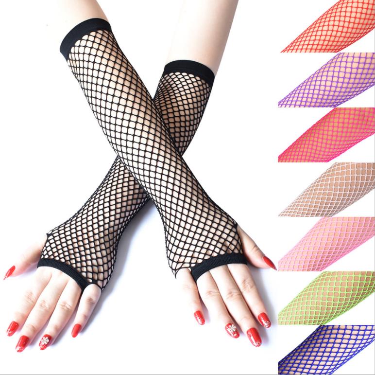 Fishnet Gloves 1920s Costume Accessories Fingerless Hollow Long Gloves Stretchy Opera Evening Pierced Elbow Length Glove Party Cosplay Props